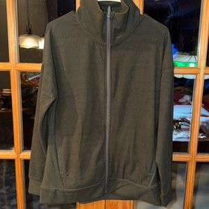 MONDETTA forest GREEN Full Zip Med Jacket Long Sleeves pockets sueded polyester